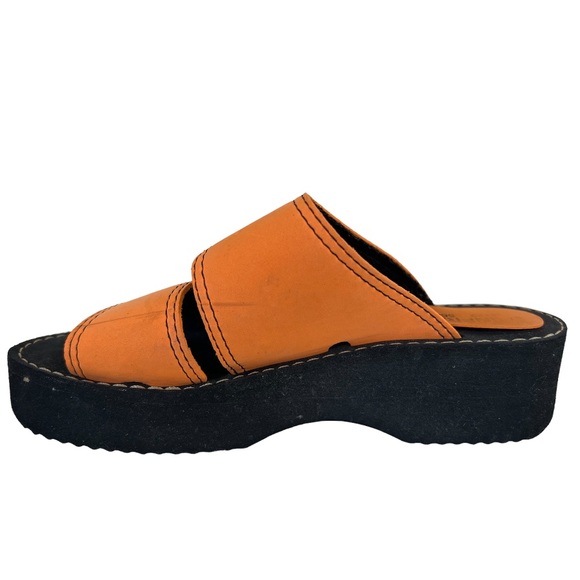 Mainframe Retro Vintage 90's Y2k Orange Platform Sandals Size 9 - Picture 3 of 8
